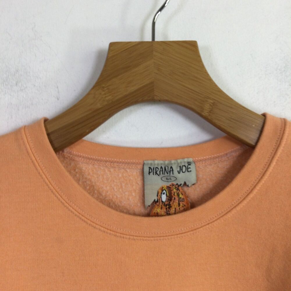 Vintage Pirana Joe Crewneck Sweatshirt from St Maarten Pastel Peach Size Large - Picture 2 of 10